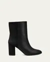 Stuart Weitzman Strut Mixed Leather Ankle Booties In Black
