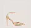 Stuart Weitzman Stuart 100 Strap Pump The Sw Outlet In Platino Gold
