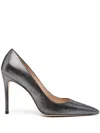 Stuart Weitzman Stuart 100mm Metallic-leather Pumps In Grau