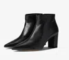Stuart Weitzman Stuart 75 Boot Women's 10 Black Leather Block Heel Bootie Khd953