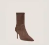 Stuart Weitzman Stuart 75 Stretch Boots Women's 8.5 Taupe Leather Bootie Zpo3441