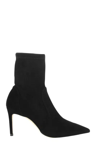Stuart Weitzman Stuart 85 Bootie - Stretch Suede Ankle Boot In Black