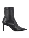 Stuart Weitzman 85 Stretch Bootie Ankle Leather Embroidery In Black