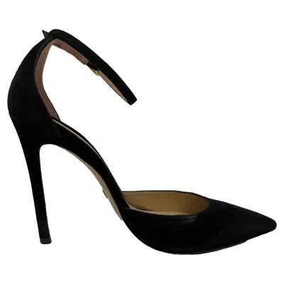 Stuart Weitzman Stuart Ankle Strap Pumps In Black Suede