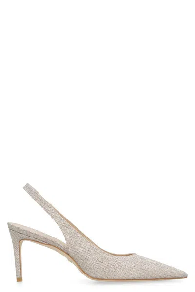 Stuart Weitzman Stuart Fabric Slingback Pumps In Metallic