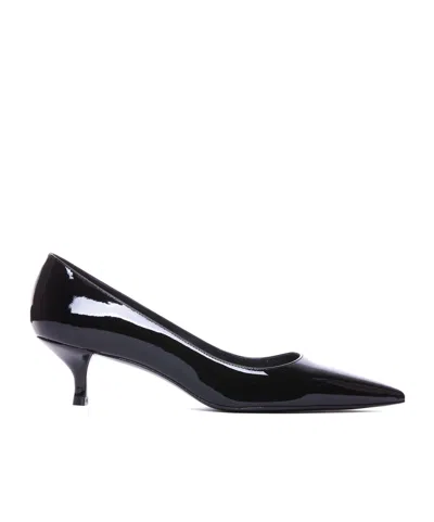 Stuart Weitzman Eva 35 Patent-leather Pumps In Black