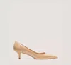 Stuart Weitzman Stuart Pointed Toe Kitten Heel Pumps In Adobe Beige