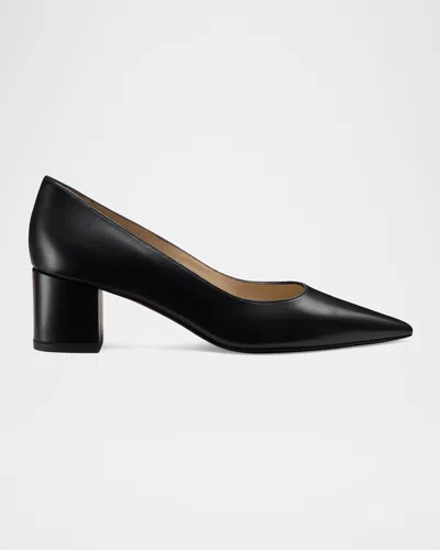 STUART WEITZMAN STUART LEATHER BLOCK-HEEL PUMPS