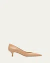 Stuart Weitzman Stuart Pointed Toe Kitten Heel Pumps In Adobe