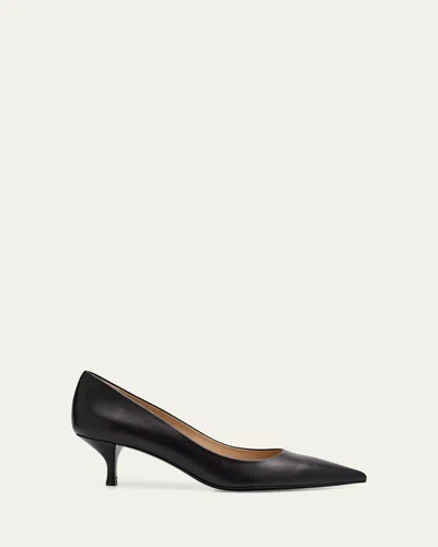 STUART WEITZMAN STUART LEATHER KITTEN-HEEL PUMPS
