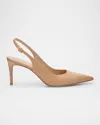 Stuart Weitzman Stuart Leather Slingback Pumps In Adobe