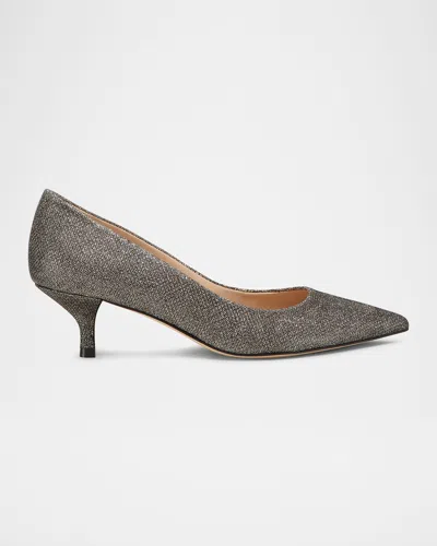 Stuart Weitzman Stuart Metallic Kitten Pumps In New Pyrite