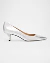 Stuart Weitzman Eva Kitten Heel Pointed Toe Pump In Silver