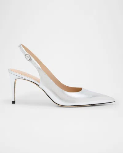 Stuart Weitzman Stuart Metallic Slingback Pumps In Silver