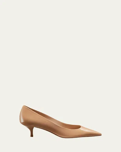 Stuart Weitzman Stuart Patent Kitten Pumps In Adobe