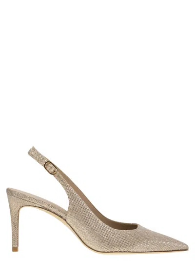 Stuart Weitzman Stuart Power - Metallised Fabric Slingback In Gold