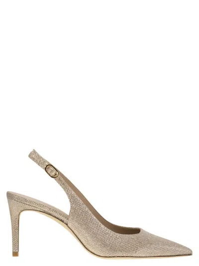 STUART WEITZMAN STUART POWER - METALLISED FABRIC SLINGBACK