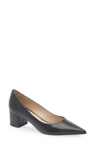 Stuart Weitzman Stuart Power 50 Block Heel Pump In Black Smooth Calf