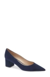 Stuart Weitzman Stuart Power 50 Block Heel Pump In Nice Blue