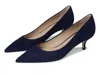 Stuart Weitzman Power Pointed Toe Kitten Heel Pump In Blue