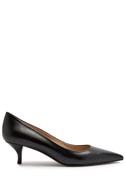Stuart Weitzman Stuart Power 50 Leather Pumps In Black