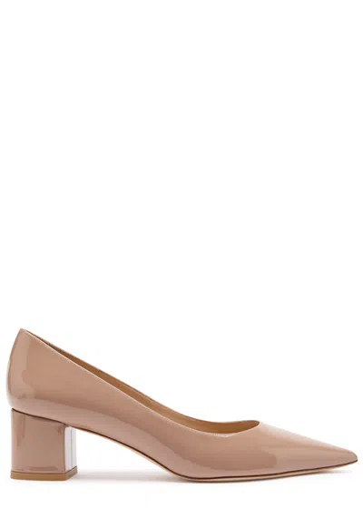 Stuart Weitzman Stuart Power 50 Patent Leather Pumps In Nude