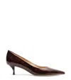 Stuart Weitzman Stuart Power Tortoise Leather Pumps In Dark Brown