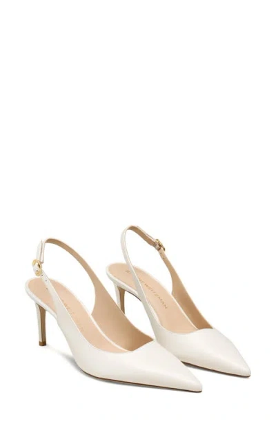 Stuart Weitzman Stuart Power 75 Pointed Toe Slingback Pump In White