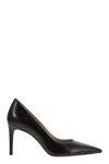 Stuart Weitzman Pointed Toe Stiletto Heel Pumps In Patent Leather In Black