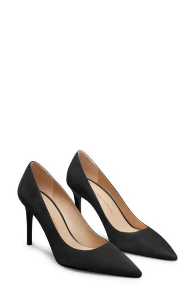 Stuart Weitzman Stuart Power Pointed Leather Pumps In Black