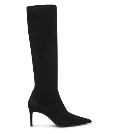 Stuart Weitzman Stuart 85 Knee High Pointed Toe Zip Boot In Black