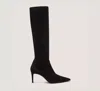 Stuart Weitzman Stuart 85 Knee High Pointed Toe Zip Boot In Black