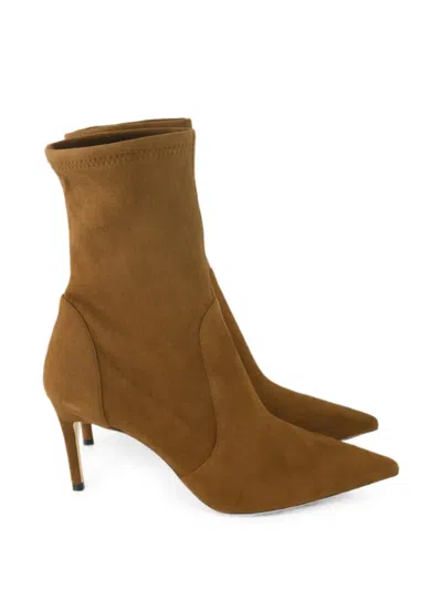 Stuart Weitzman Stuart Power Bootie 75 Pointed-toe Ankle Boots In Brown