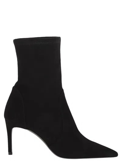 Stuart Weitzman Stuart Power Bootie 75 Suede Ankle Boots With Stiletto Heel In Black