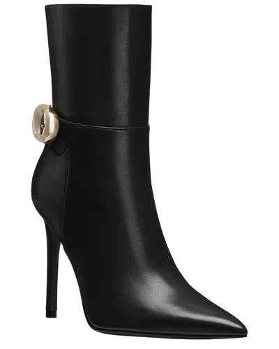 Stuart Weitzman Stuart Power Buckle Leather Bootie In Black