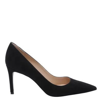 Stuart Weitzman Anny 70 Pointed-toe Suede Court Shoes In Black