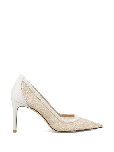 Stuart Weitzman Stuart Power Floral-lace Pumps In Nude