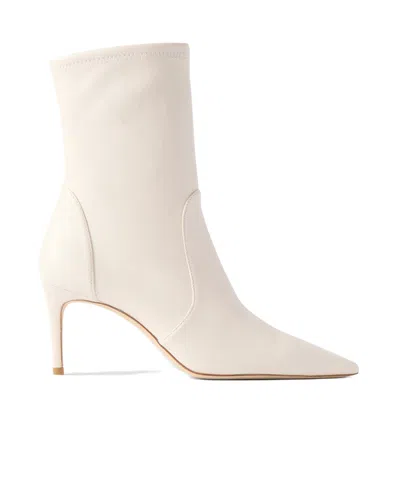 Stuart Weitzman Stuart Power Leather Ankle Boots In White