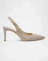 Stuart Weitzman Stuart Power Metallic Stiletto Pumps In Powder