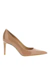 Stuart Weitzman Stuart 75 Womens Patent Pointed Toe Pumps In Beige