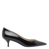 Stuart Weitzman Stuart Leather Kitten-heel Pumps In Black