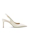 Stuart Weitzman Omens Beige Stuart Power 75 Slingback-strap Patent-leather Heeled Pumps Eur 39 / 6 Uk