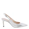 Stuart Weitzman 75mm Stuart Power Metallic Leather Slingback Pumps In Silver