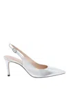 Stuart Weitzman 75mm Stuart Power Metallic Leather Slingback Pumps In White