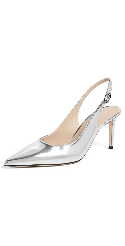Stuart Weitzman Stuart Power Slingbacks 75 Silver In White