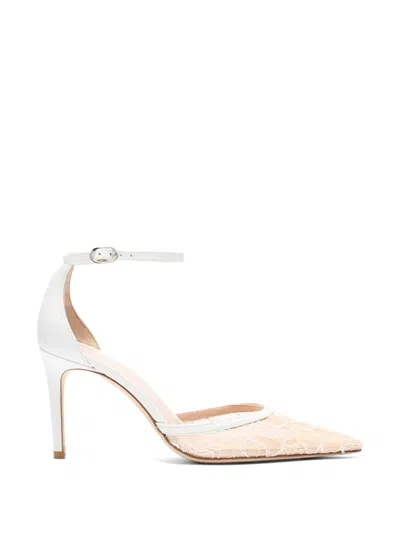 Stuart Weitzman Stuart Power Strap 85 Lace-mesh Pumps In Multi