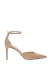 Stuart Weitzman Stuart Power Strap Patent-leather Pumps In Neutral