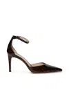 Stuart Weitzman Stuart Power Strap 85 Leopard-print Patent Leather Pumps In Brown