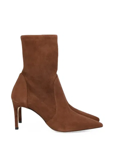 Stuart Weitzman Stuart Power Suede Ankle Boots In Brown