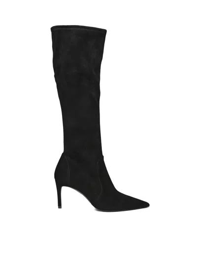 Stuart Weitzman Stuart Power Suede Boots In Black